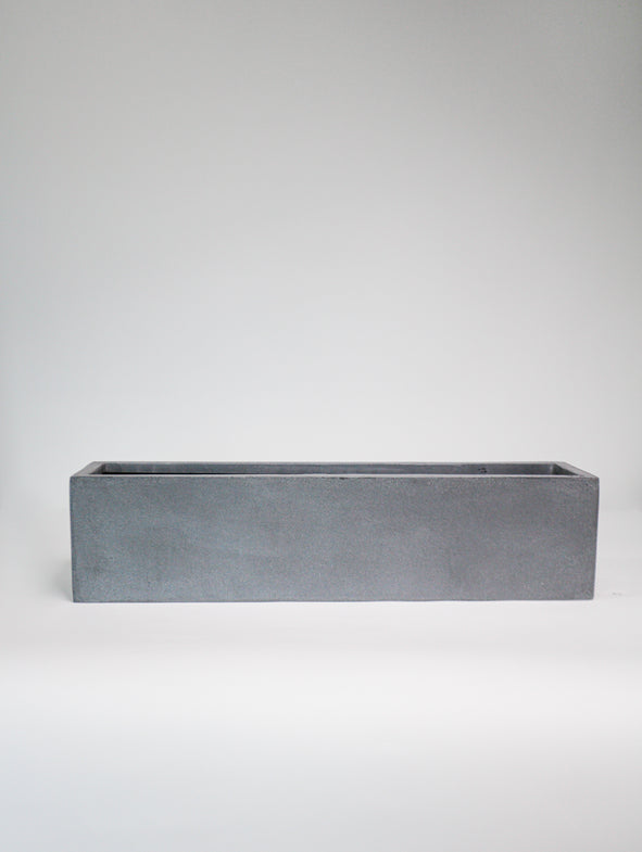 Large grey windowsill box.